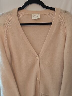 Sezan Women's Cream Mohair Blend V-Neck Cardigan
